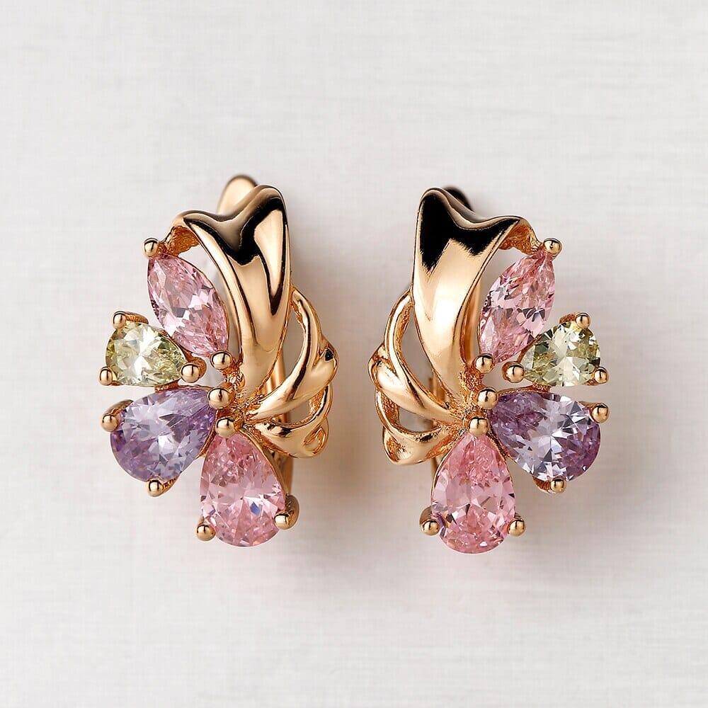 Minimalist Golden Crystal Stud Earrings