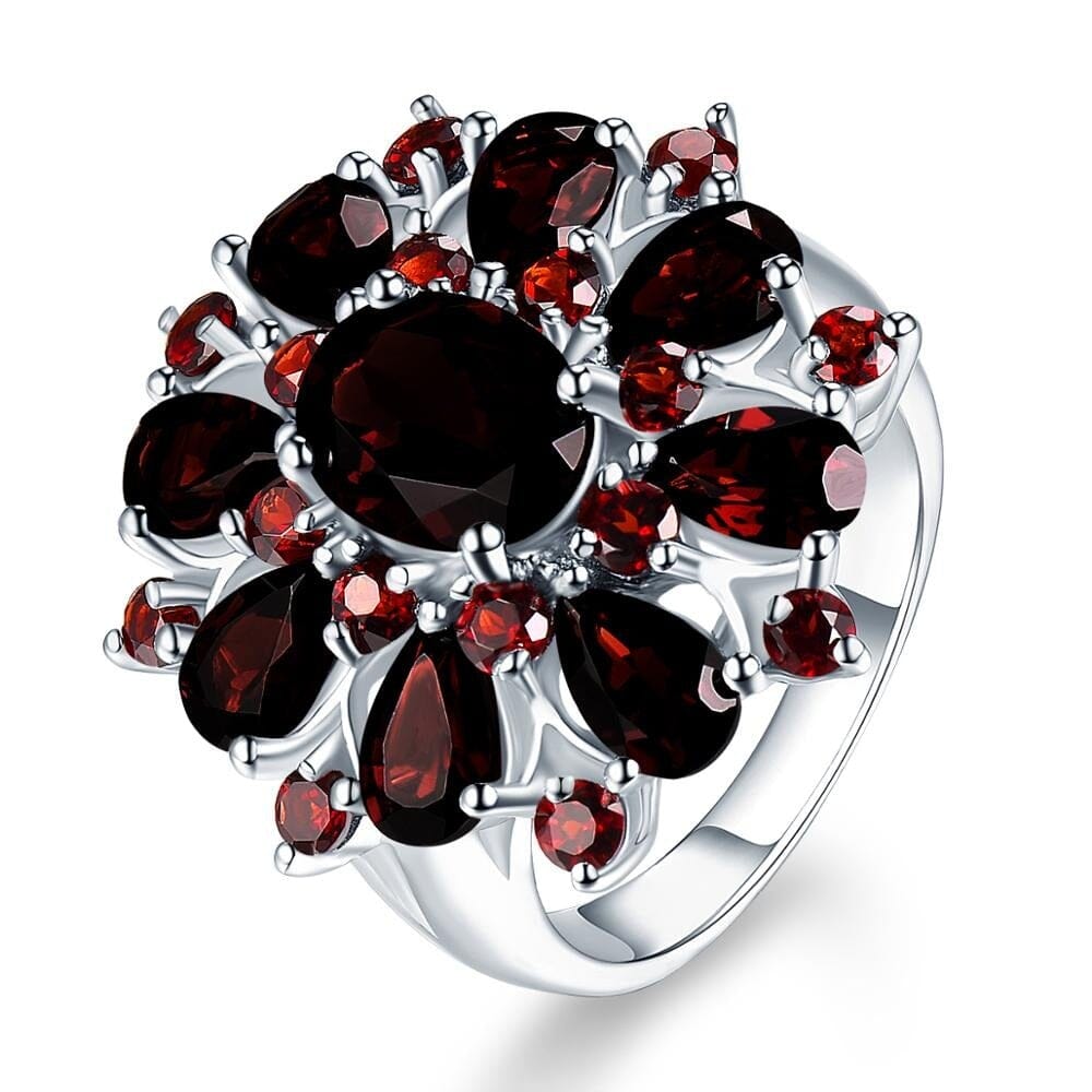 7.54ct Classic Natural Black Garnet Ring - 925 Sterling Silver