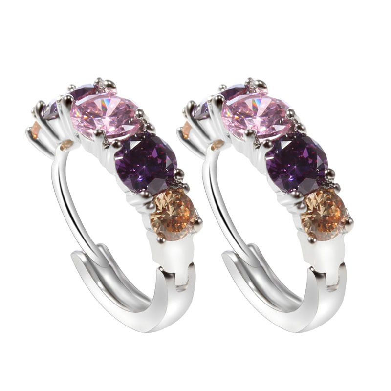 Colorful Purple Zirconia Earrings