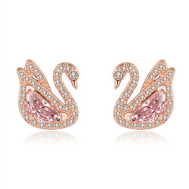 Swan Crystal Stone Stud Earrings
