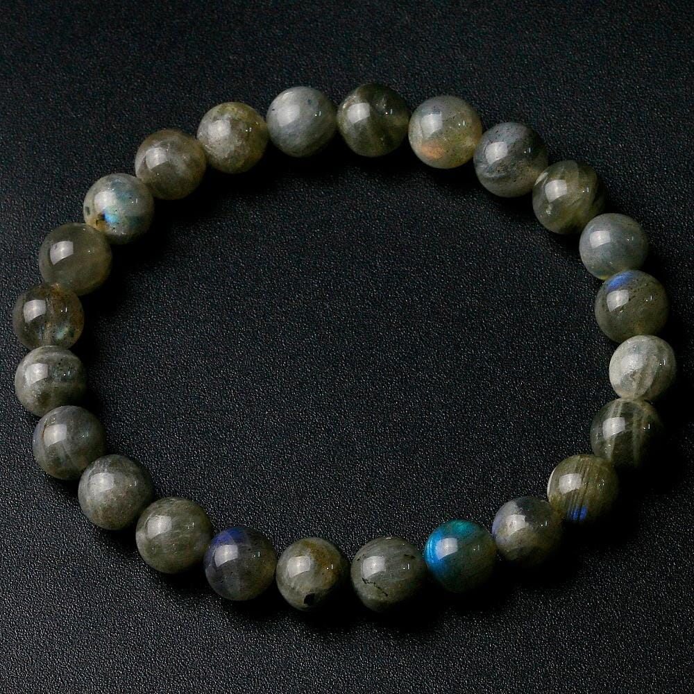 Natural Indian Labradorite Stone Round Beaded Bracelet