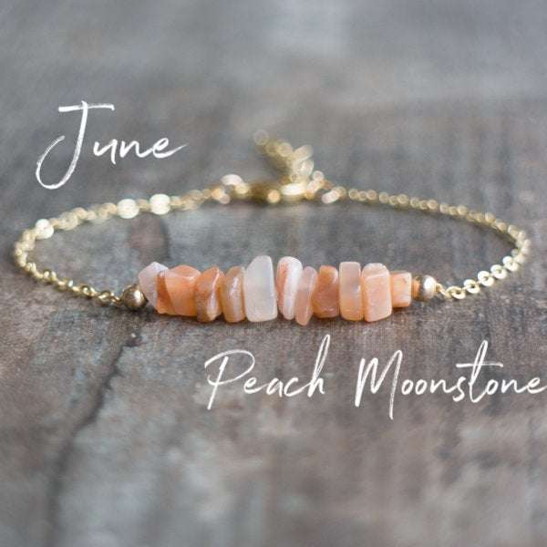 Peach Moonstone Raw Crystal Bracelet