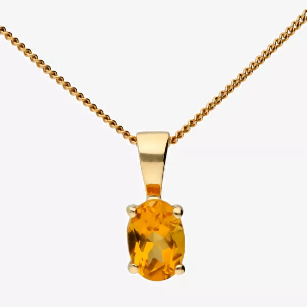 9ct Yellow Gold 0.40ct Citrine Solitaire Pendant