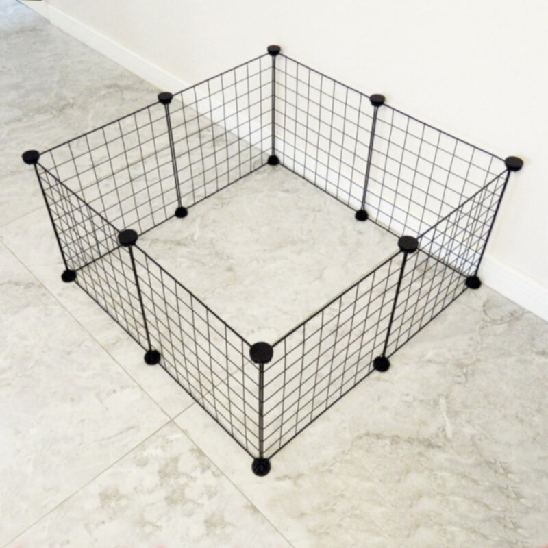 Pet Iron Fence House Foldable DIY Playpen Iron Fence Kennel Exercise Training Space For Cat Dog-heyidear