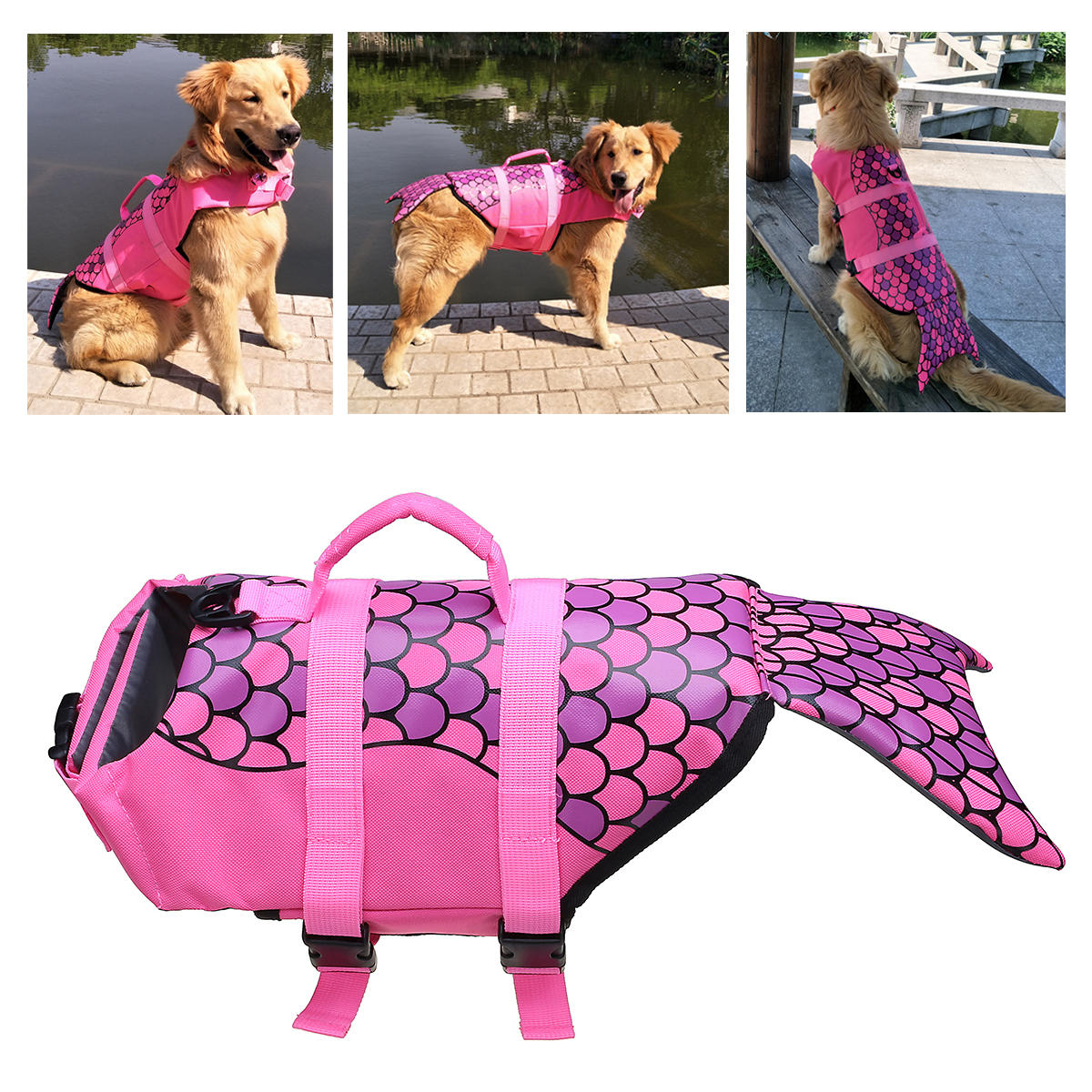 Universal Dog Life Jacket Pet Swim Clothing Float Coat Safety Vest Mermaid Pet Vest-heyidear