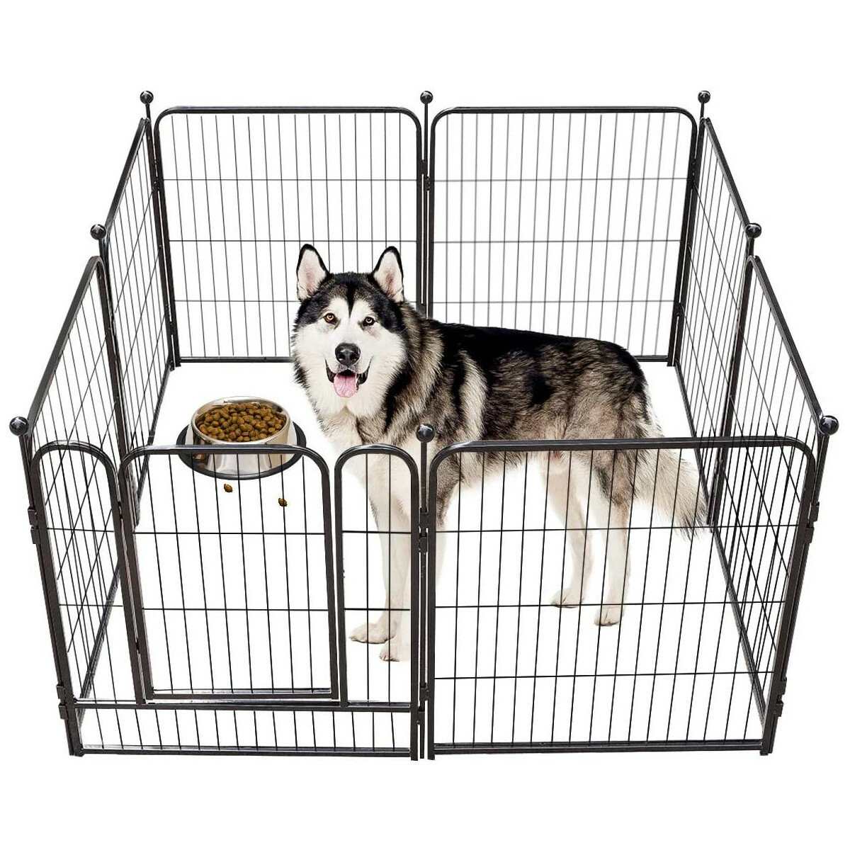 Dog Pen 8 Panels 40" Height RV Dog Fence Outdoor Playpens Exercise Pen for Dogs Metal Protect Design Poles Foldable Barrier with Door-heyidear