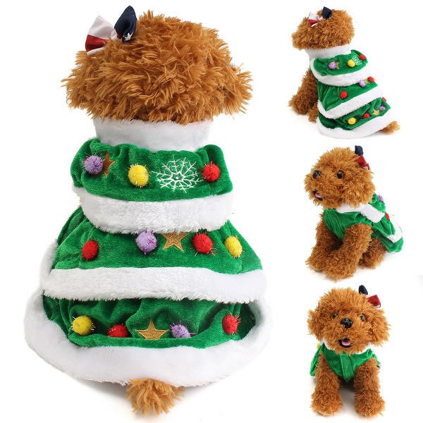 Christmas Festival Tree Pet Dog Cat Coat Puppy Warm Clothes Costumes Apparel Dress-heyidear
