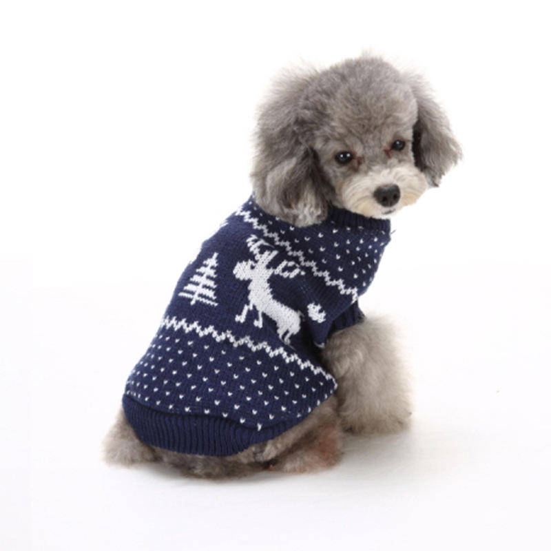 Christmas Pet Dog CatSnow And Deer Winter Warm Sweater Hoodie Pappy Jumpsuits-heyidear