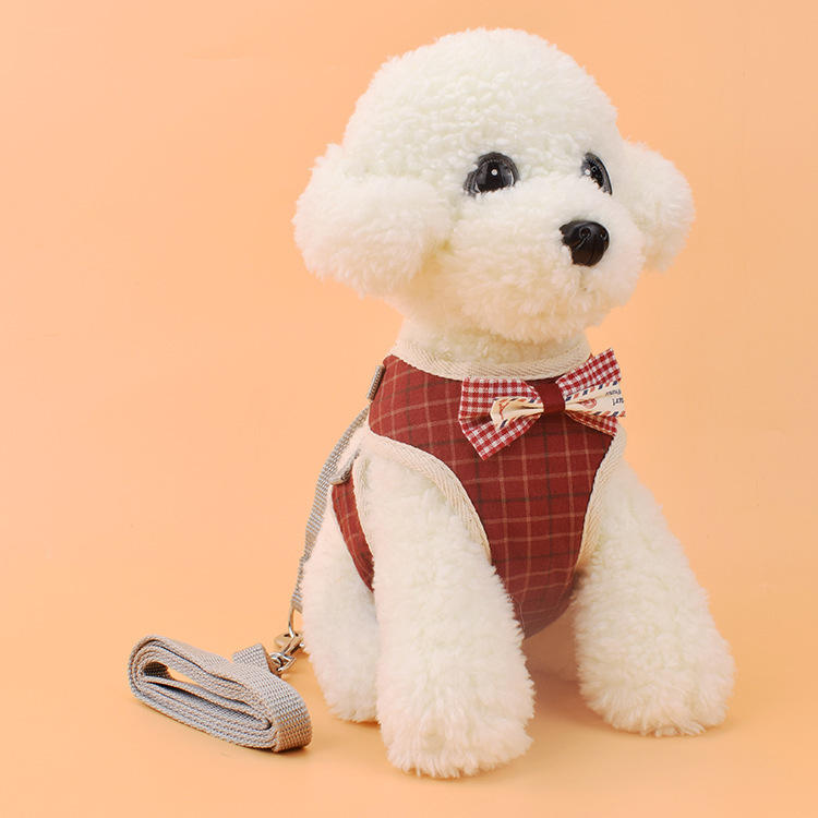 Pet Strap Leash Dog Small Dog Vest-Style Bow Evening Dress Chest Strap Dog And Cat Universal Dog Traction Rope-heyidear