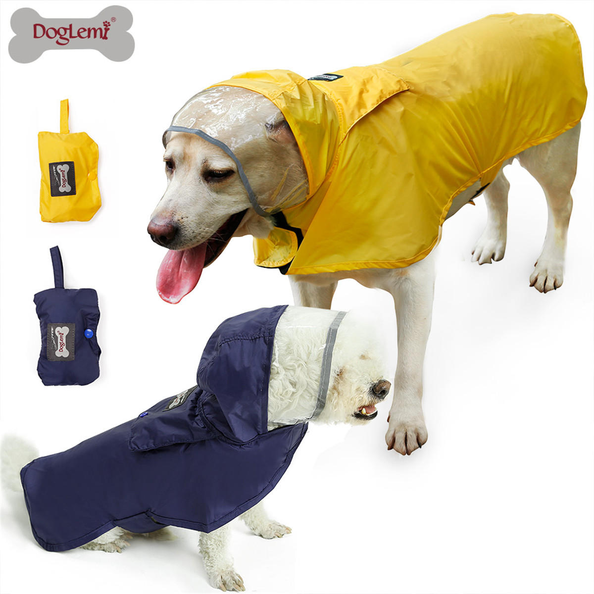 S/M Waterproof Dog Pet Raincoat Portable  Raining Jacket Clothes-heyidear