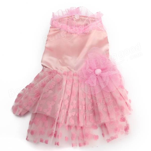 Summer Pet Dog Princess Dress Heart Lace Dog Cat Wedding Dress-heyidear