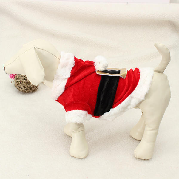 Pet Puppy Dog Christmas Santa Claus Clothes Hoodie Outfit Outwear Coat-heyidear