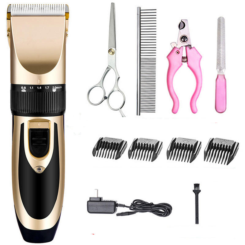 Electric Low-noise Pet Dog Cat Animal Hair Trimmer Grooming Clipper Comb Kit-heyidear