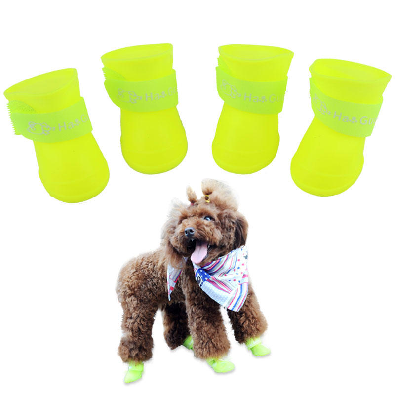 4Pcs / Lot Pet Dog Raining Shoes Waterproof Pet Shoes for Dog-heyidear