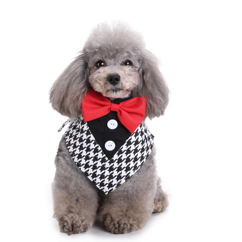Formal Dog Bow Ties Tuxedo Bandana Collar with Bowtie Adjustable Neckerchief for Party-heyidear