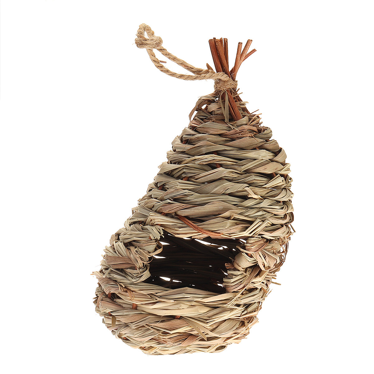 Mini Hanging Humming Bird House Hand Woven Straw Rope Pet Hamster-heyidear