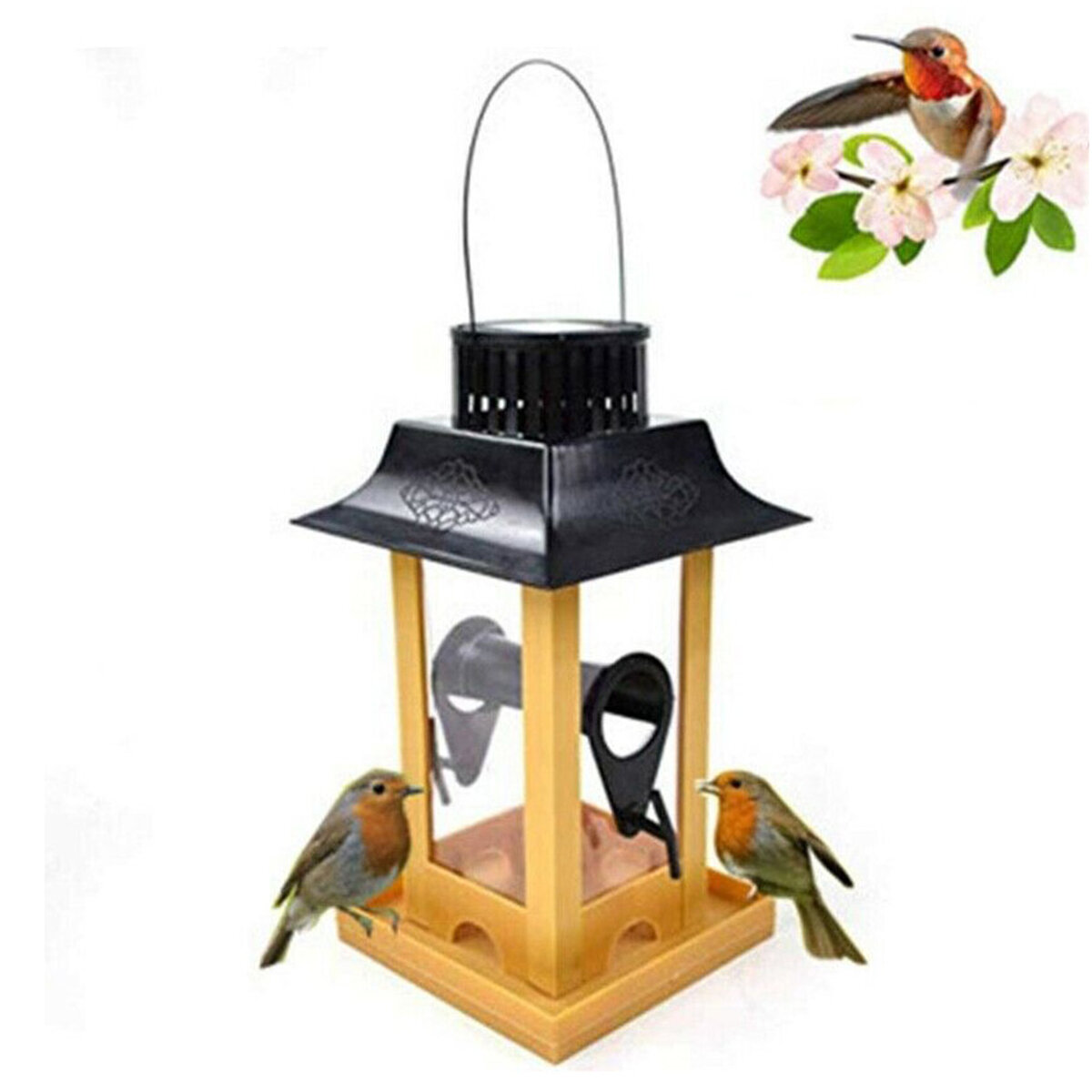 Bird Feeder Water with LED Light Hanging Garden Yard Outside Bird Drinker Tools for Yard Garden Outdoor Decoration-heyidear