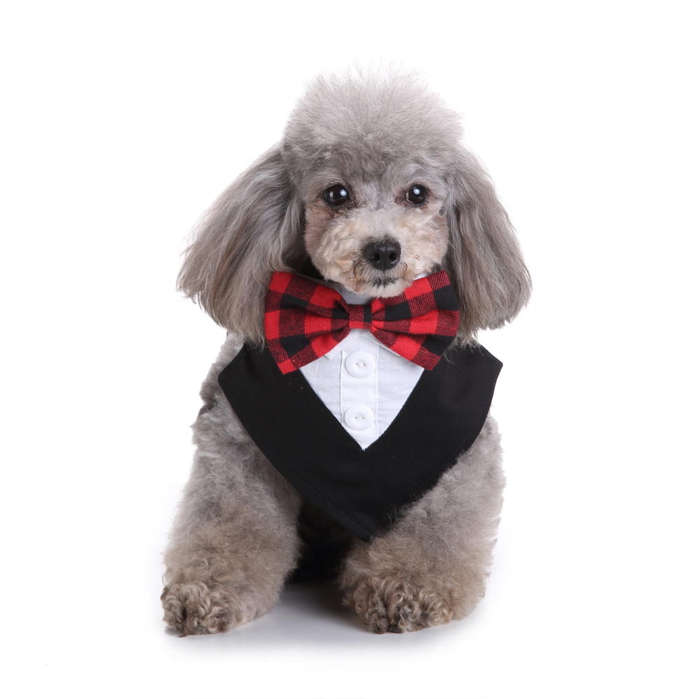 Formal Dog Tuxedo Bandana Ties Adjustable Neckerchief Pet Bow Tie for Wedding Party-heyidear