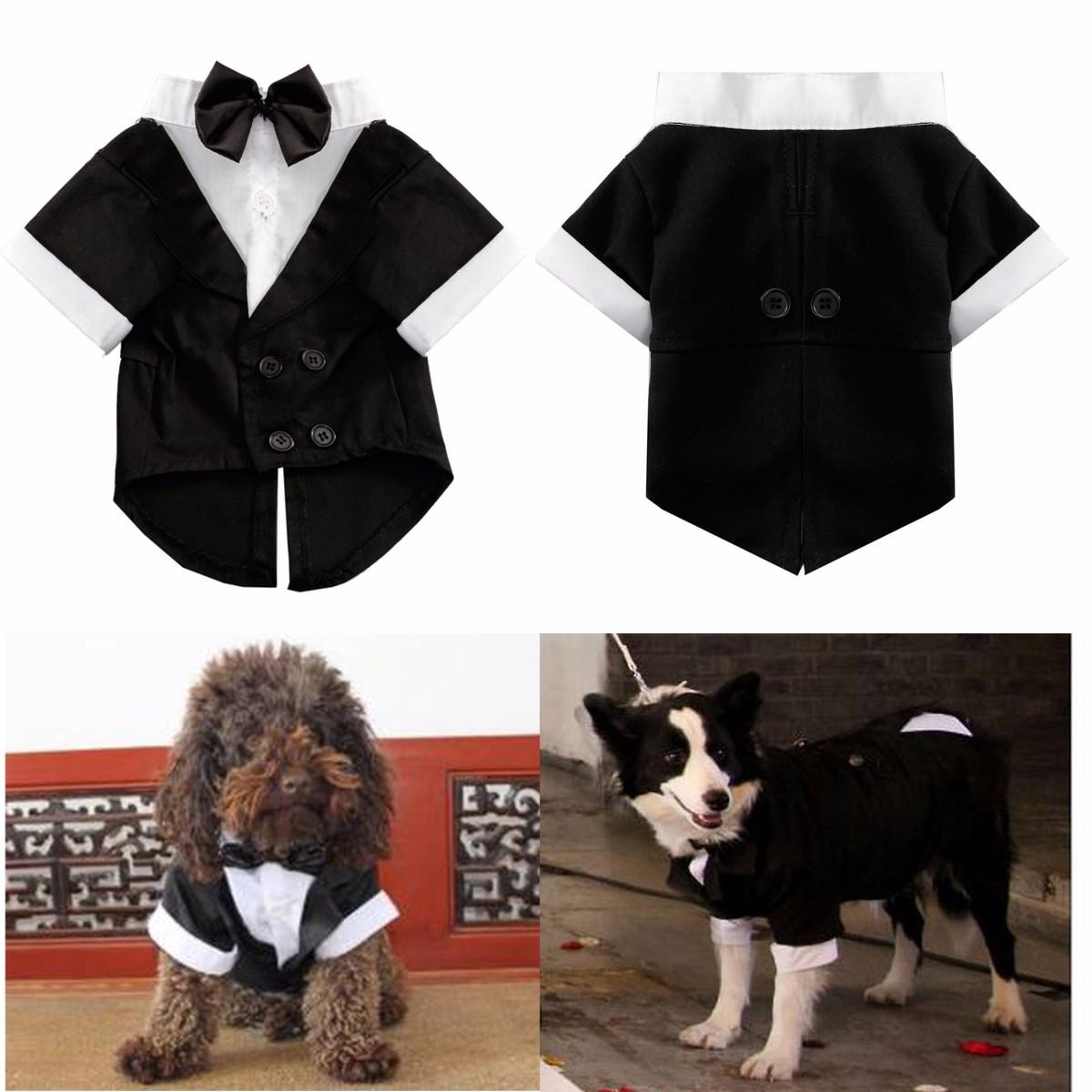 Pet Dog Cat Clothes Puppy Bow Tie Shirt Wedding Suit Clothes Tuxedo Costume Collared Shirt Jumpsuit-heyidear