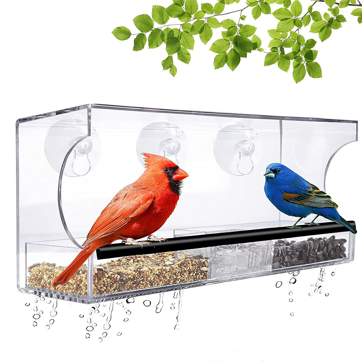 Clear House Window Bird Feeder Birdhouse With Suction Outdoor Garden Feeding-heyidear