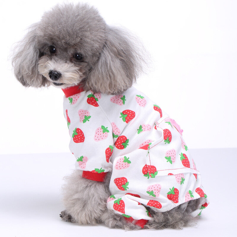 Pet Dog Soft Cloth Cotton Footprint Pajamas Puppy Jumpsuits Soft Clothing Clothes Dog Dress-heyidear