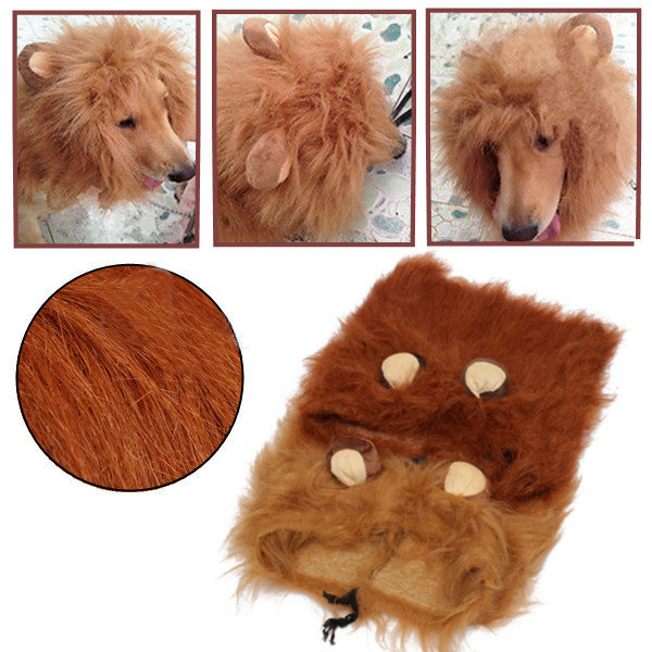Pet Costume Lion Mane Wig for Dog Cat Halloween Clothes with Ear-heyidear