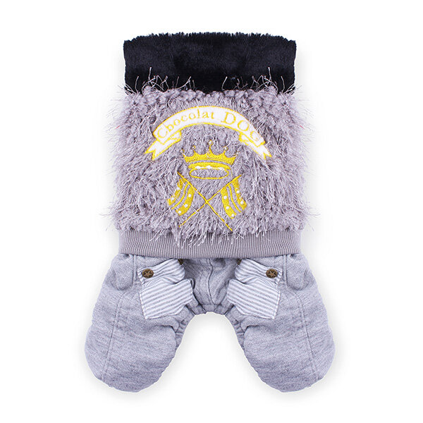 Pet Dog Cat Thick Crown Fur Cotton Jumpsuit Clothes-heyidear