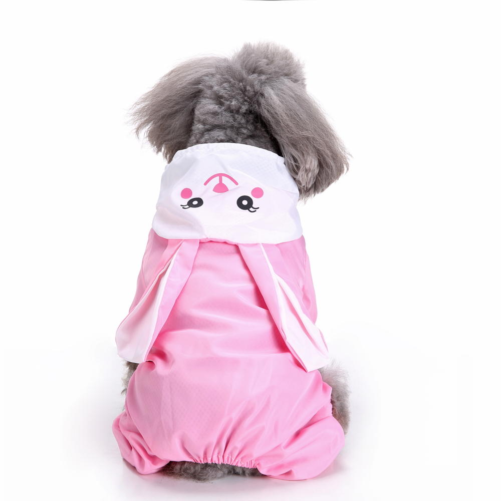 Waterproof Dog Raincoat Cute Rabbit Cartoon Pattern Outdoor Hooded Rain Coat-heyidear