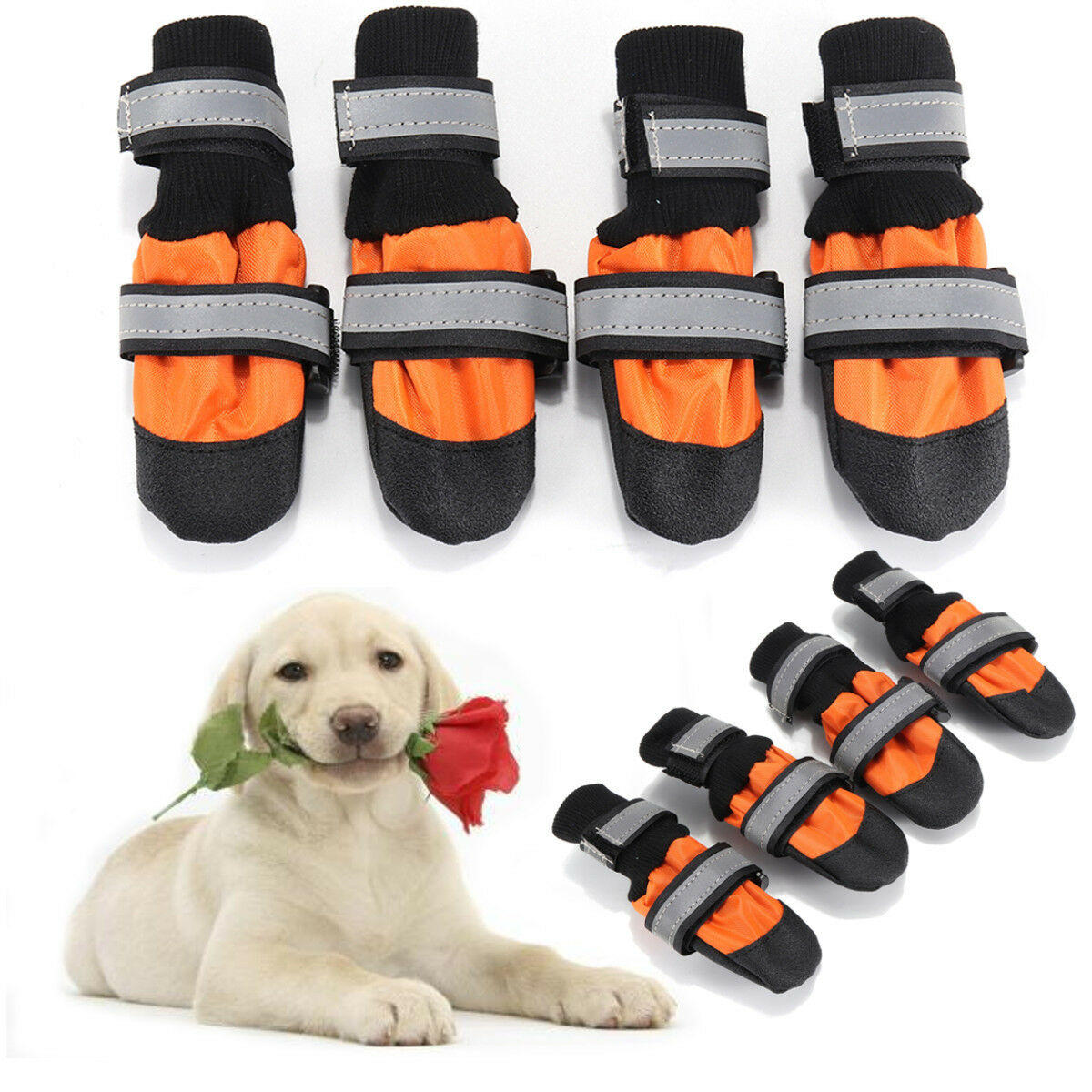 4Pcs Pet Dog Rain Snow Boots Warm Shoe Anti-slip Footwear Sock Waterproof Shoe Covers-heyidear