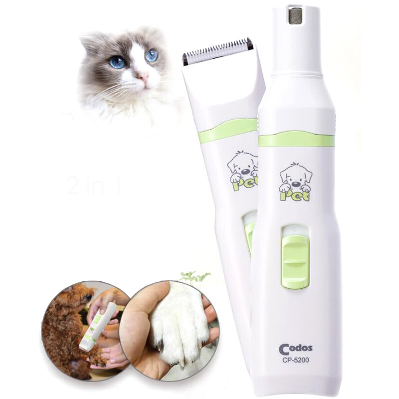 2 in 1 Professional Pet Dog Cat Hair Trimmer Paw Nail Grinder Grooming Clippers Nail Cutter Hair Cutting Machine Pet Care Tool-heyidear