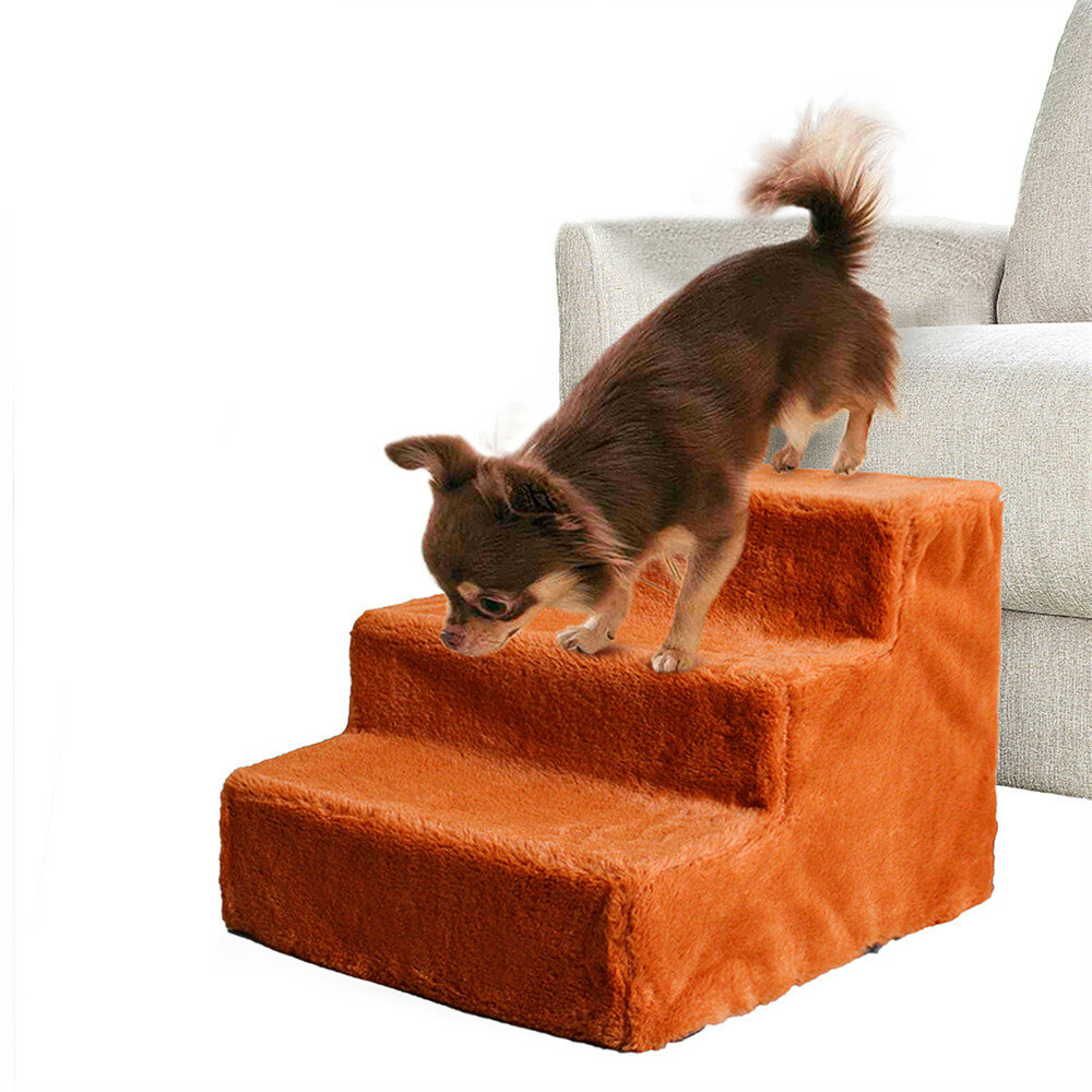 Pet Stairs Pet 3 Steps Stairs for Small Dog Cat Dog House Pet Ramp Ladder Anti-slip Removable-heyidear