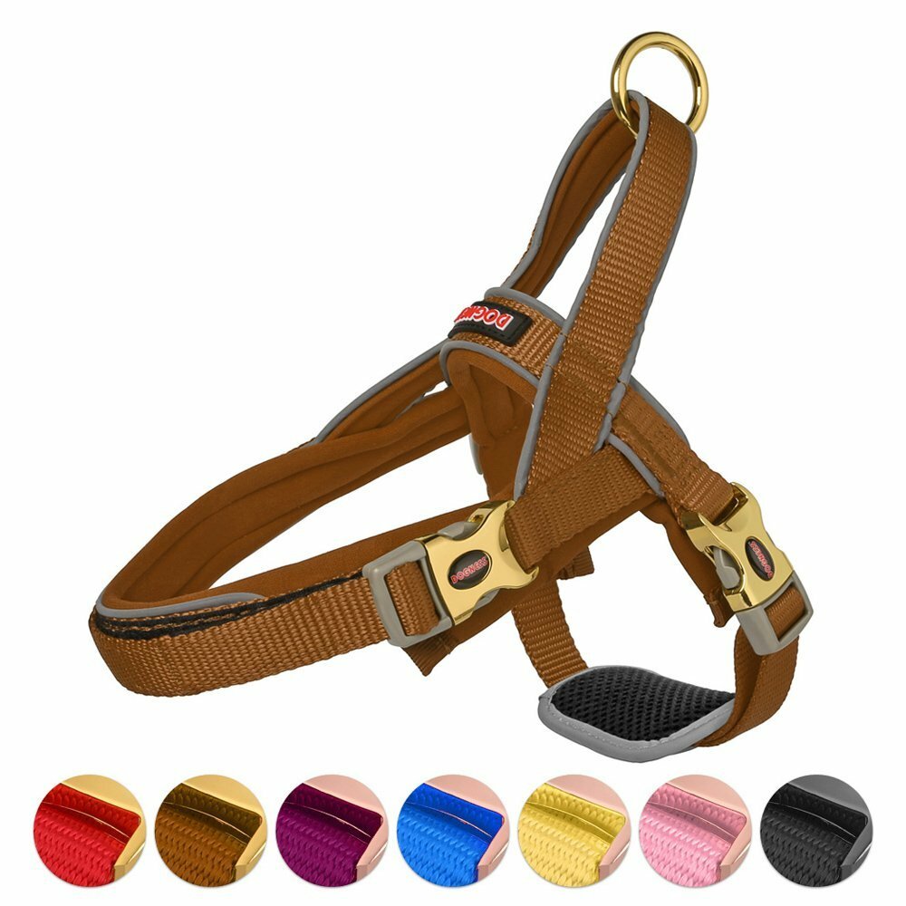 All Size Dog Harness with Traffic Control Handle Belly Protector Reflective Soft Padded Nylon Collar-heyidear