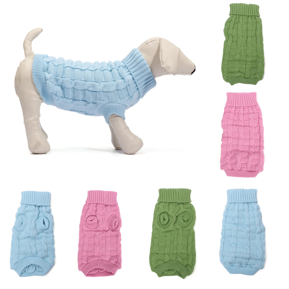 Solid Color Pet Dog Cat Knitted Breathable Warm Sweater Winter Outwear-heyidear
