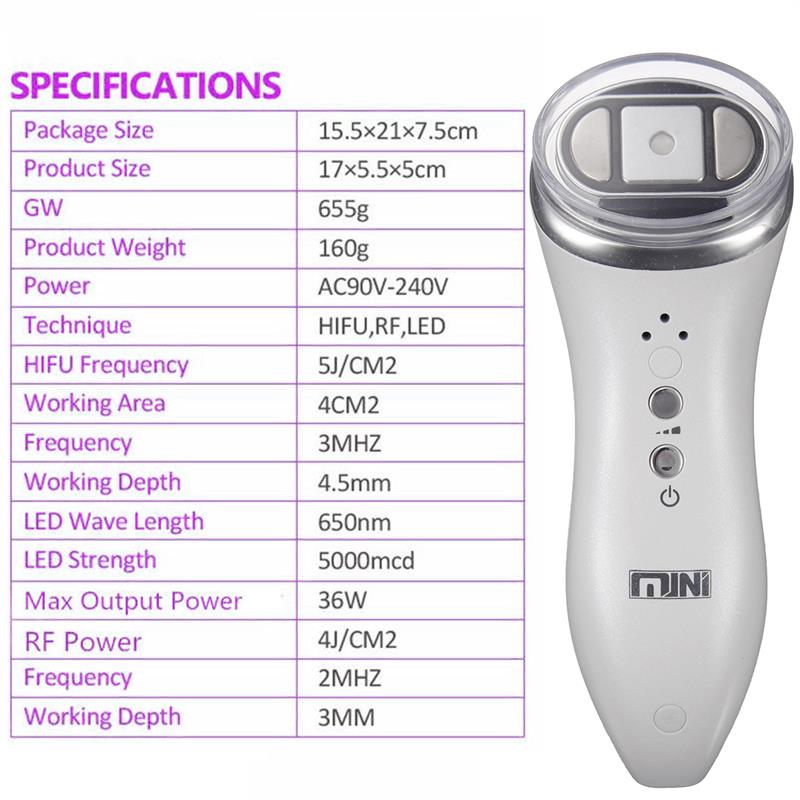 Ultrasonic Machine Face Lifting Rejuvenation Massager Hifu Anti Wrinkle Tightening Device Rejuvenate Mini Skin