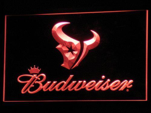 Houston Texans Budweiser Bar LED Neon Sign