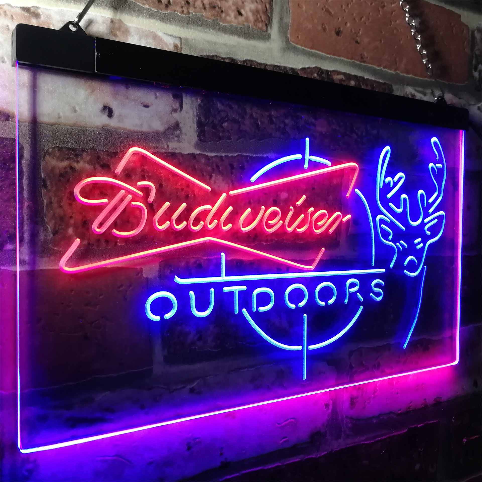 Budweiser Outdoor Hunting Cabin Deer Decor LED Neon Sign