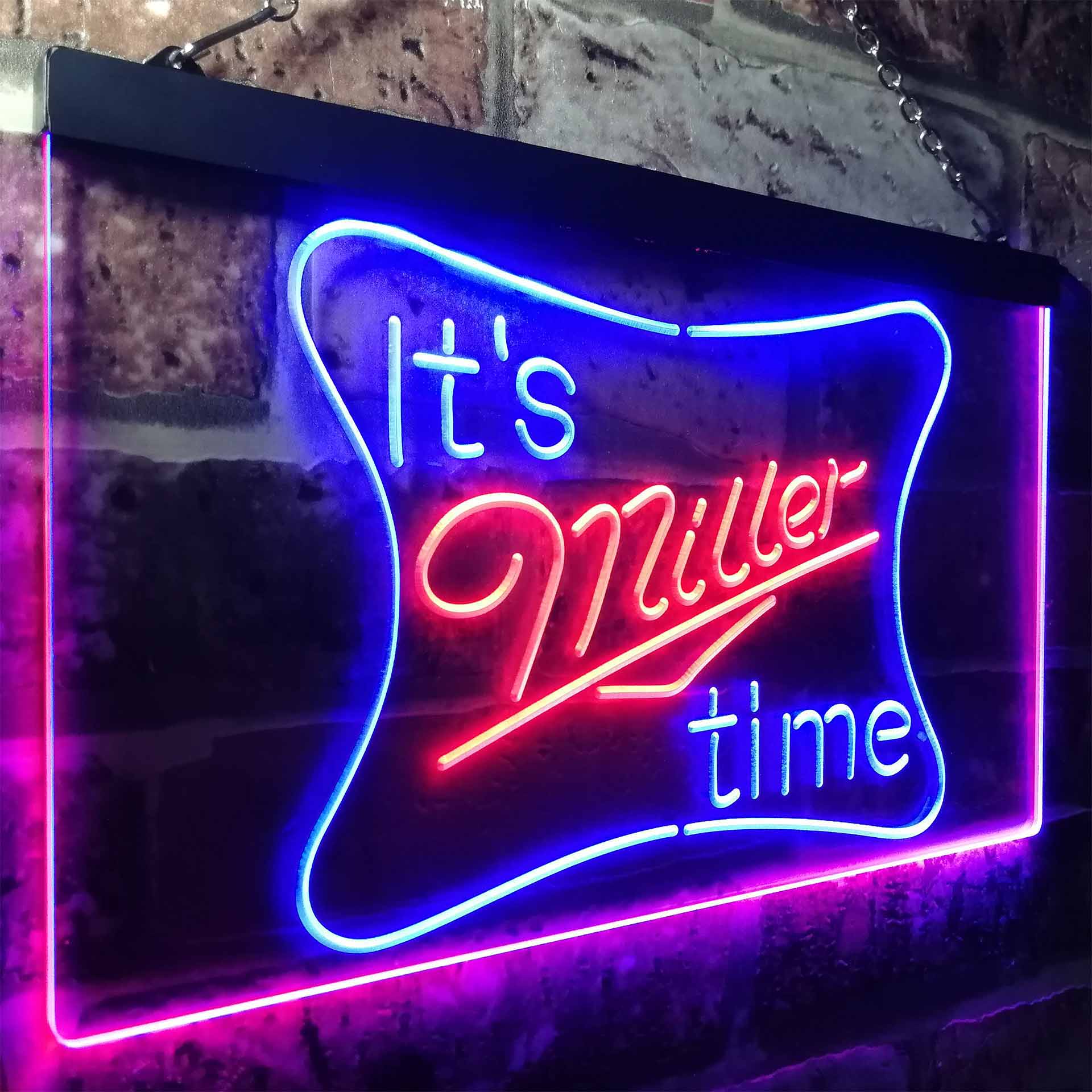 It's Miller Time Lite Neon Sign Lamp Light Beer Bar With Dimmer 