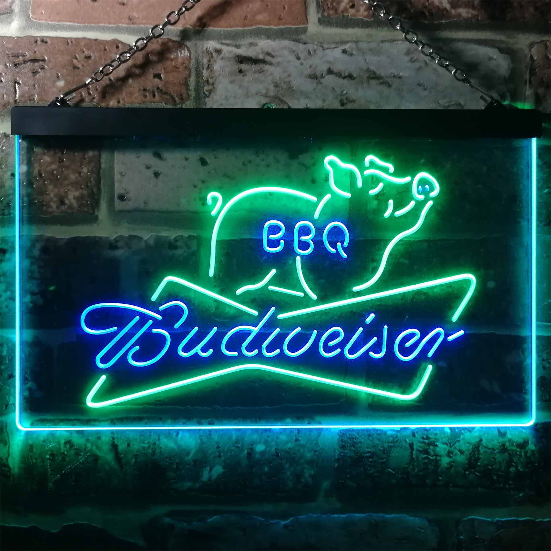 New Budweiser BBQ Pig Man Cave Neon Light Sign 20"x16" 