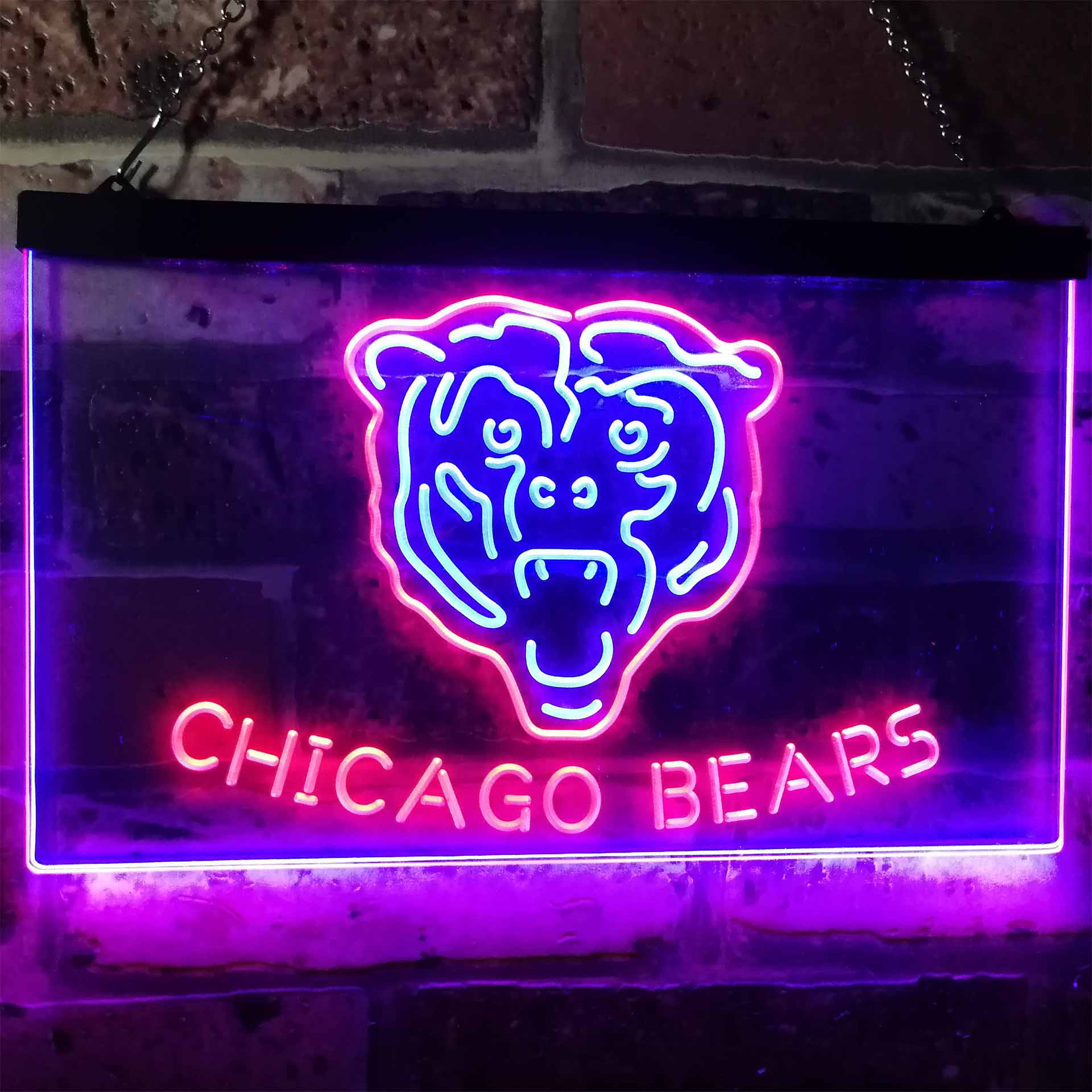 Chicago Bears Neon Sign 20"x16" Light Lamp Beer Bar Windows Room Decor Glass 