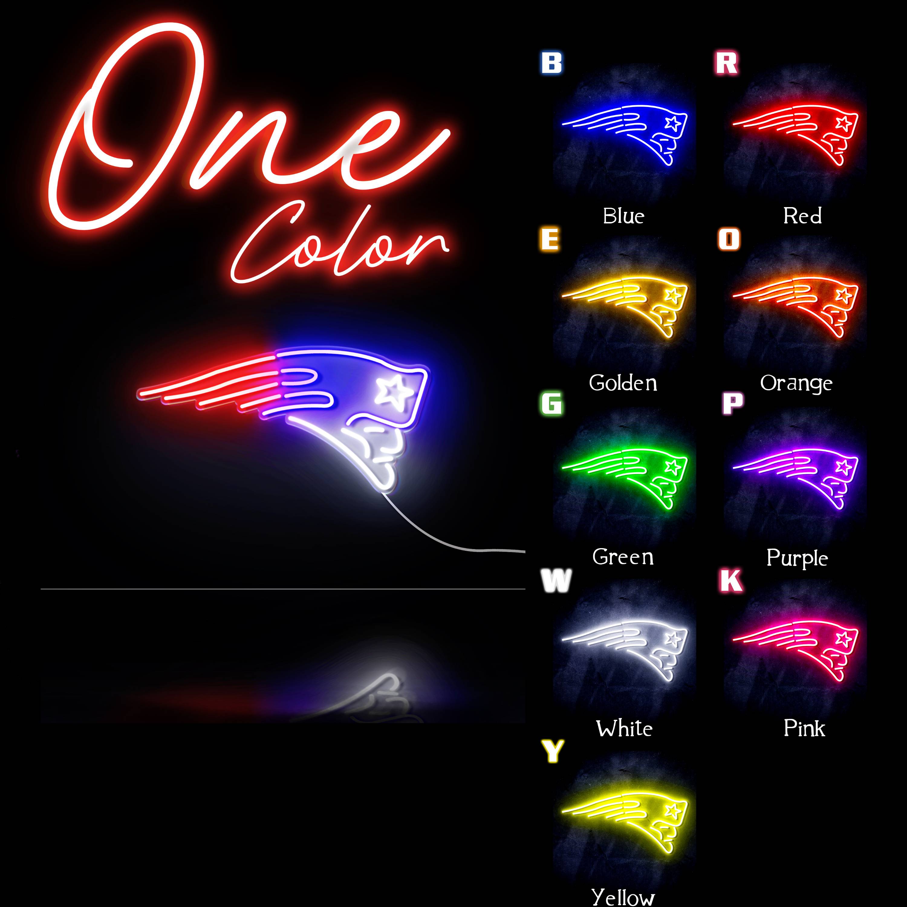 New England Patriots Neon Sign, New England Patriots Sign, Neon Patriots  Logo Wall Art