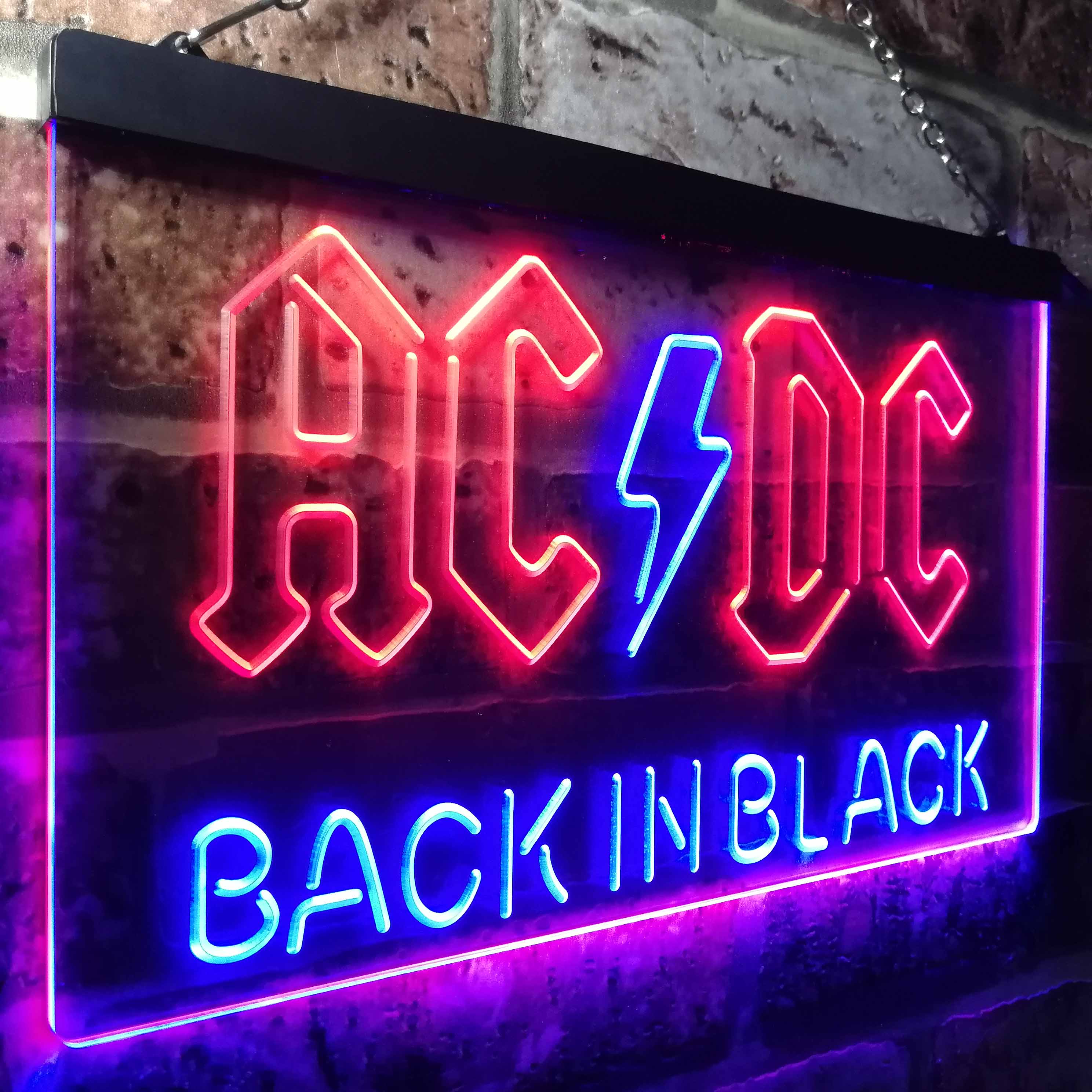 ACDC Back in Black Music Band LED Neon Sign