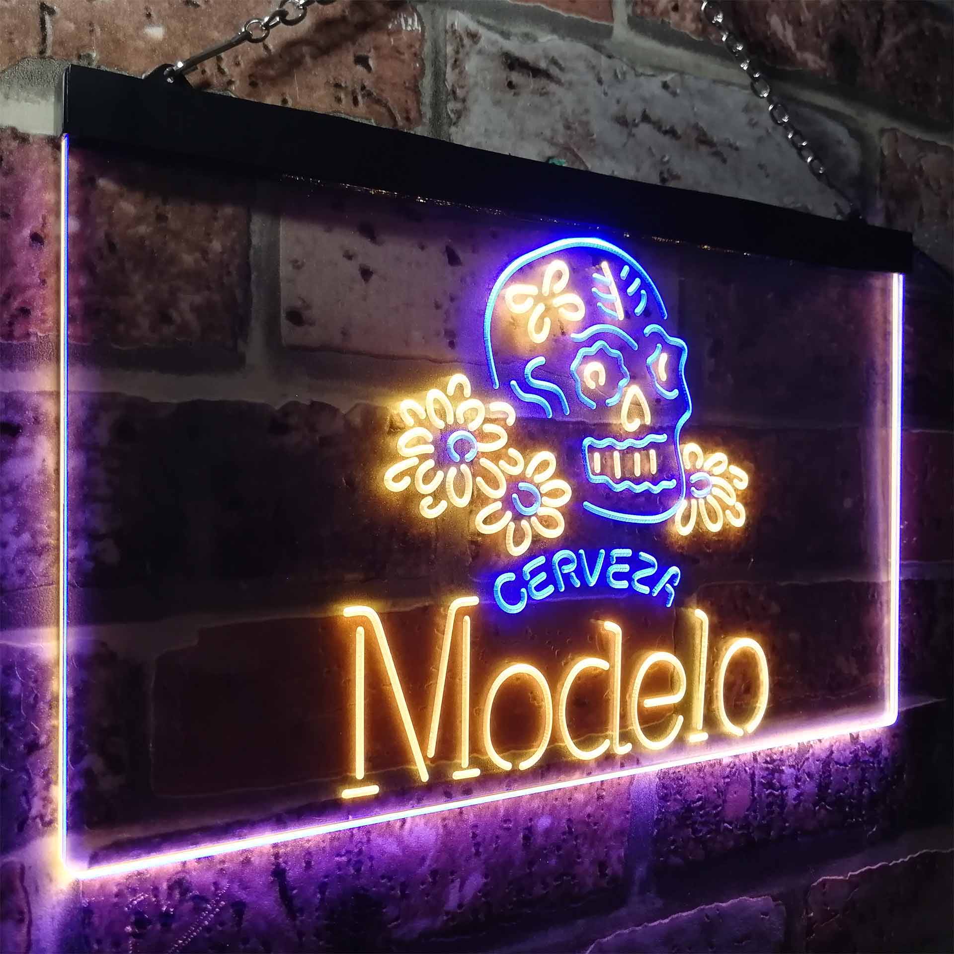 Cerveza Modelo Skull Bar LED Neon Sign