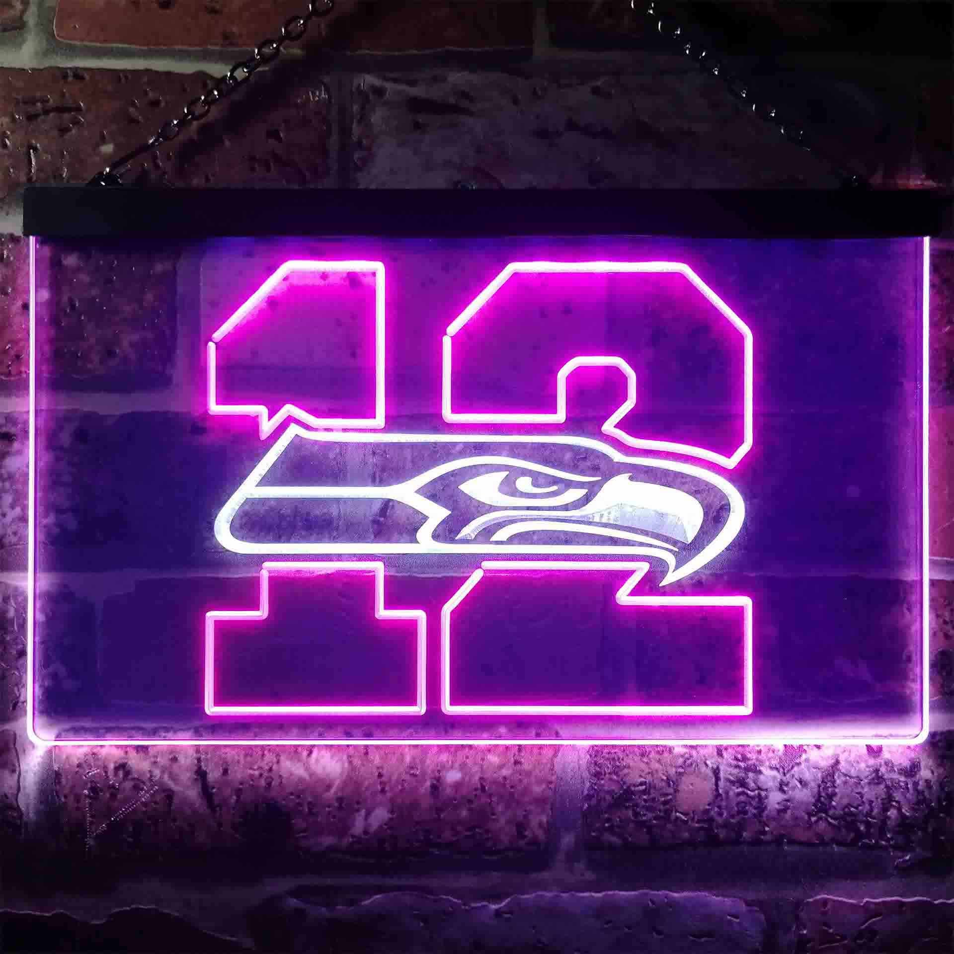 Seattle Seahawks Neon Sign, Seattle Seahawks Sign, Neon Seahawks Logo  Wall Art