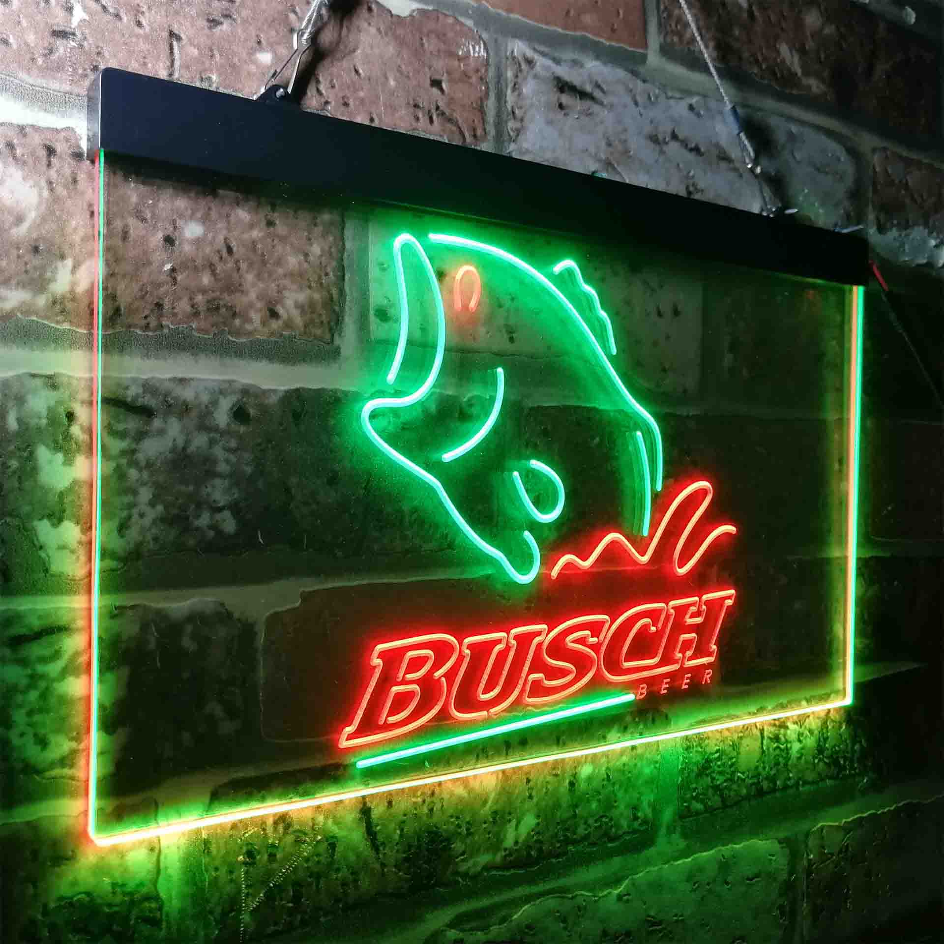 Busch Light Beer Bass Fish Fishing LED Neon Sign Light Lamp