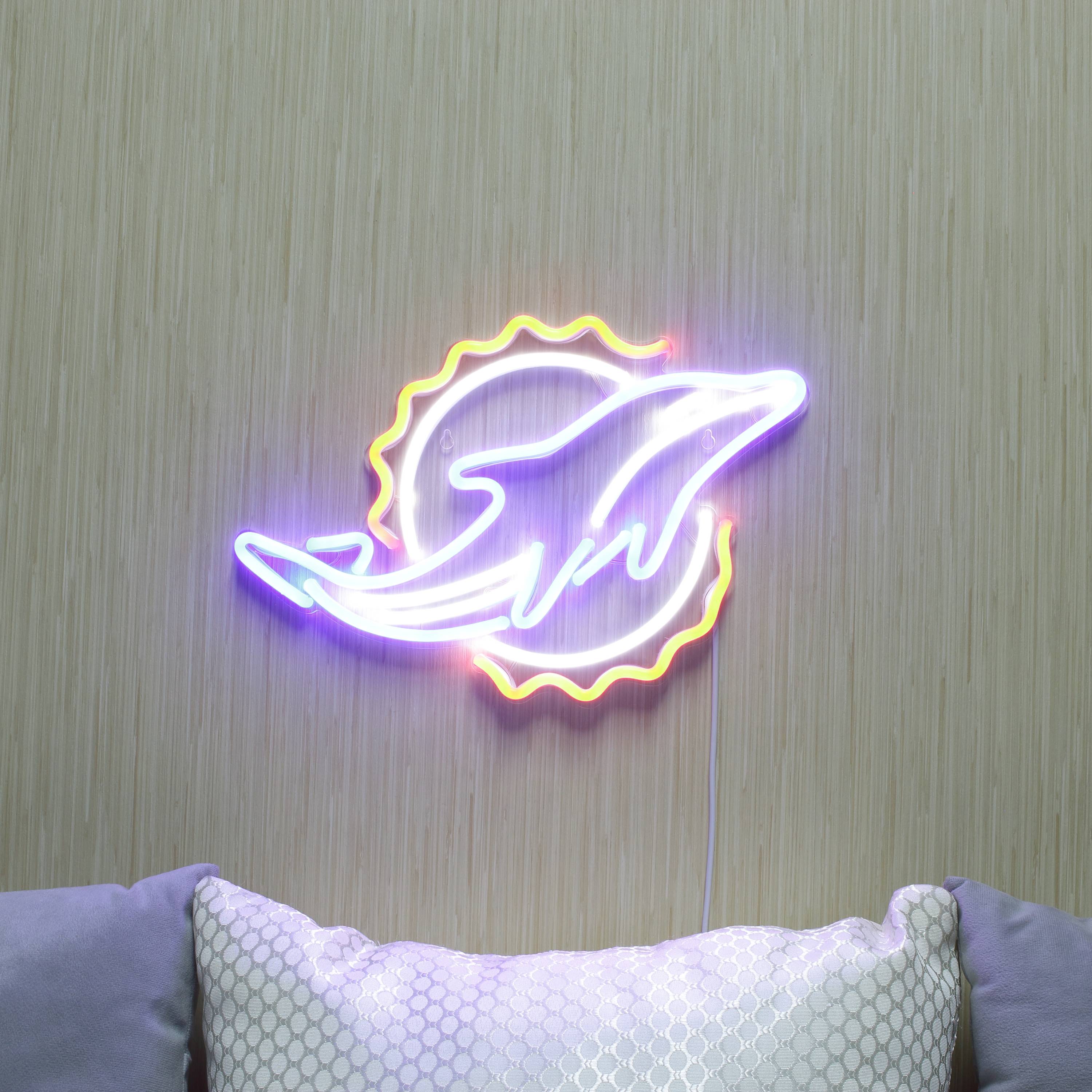 Miami Dolphins Busch Light Neon Pub Bar Sign LED Lamp