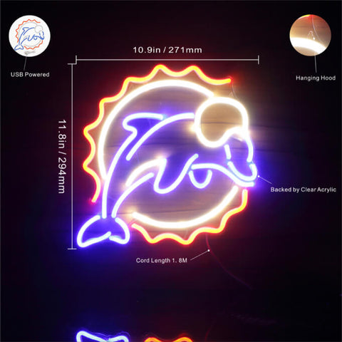 Miami Dolphins Neon Sign Miami Dolphins Led Sign Miami -   Denmark