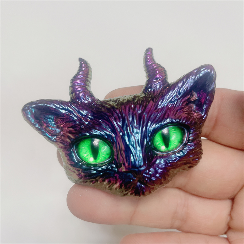 Handmade Crystal Demon Cat Pendant