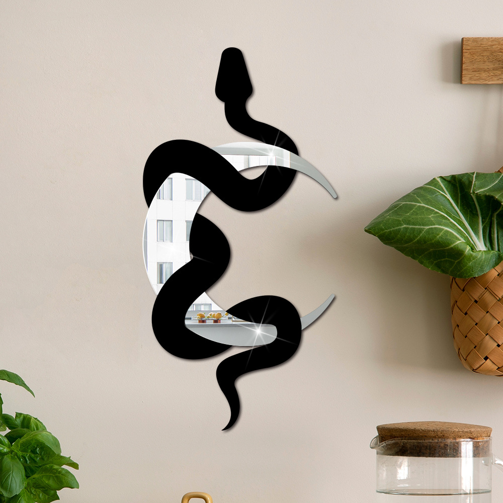 Snake and Moon Mirror Wall Hanging Decor