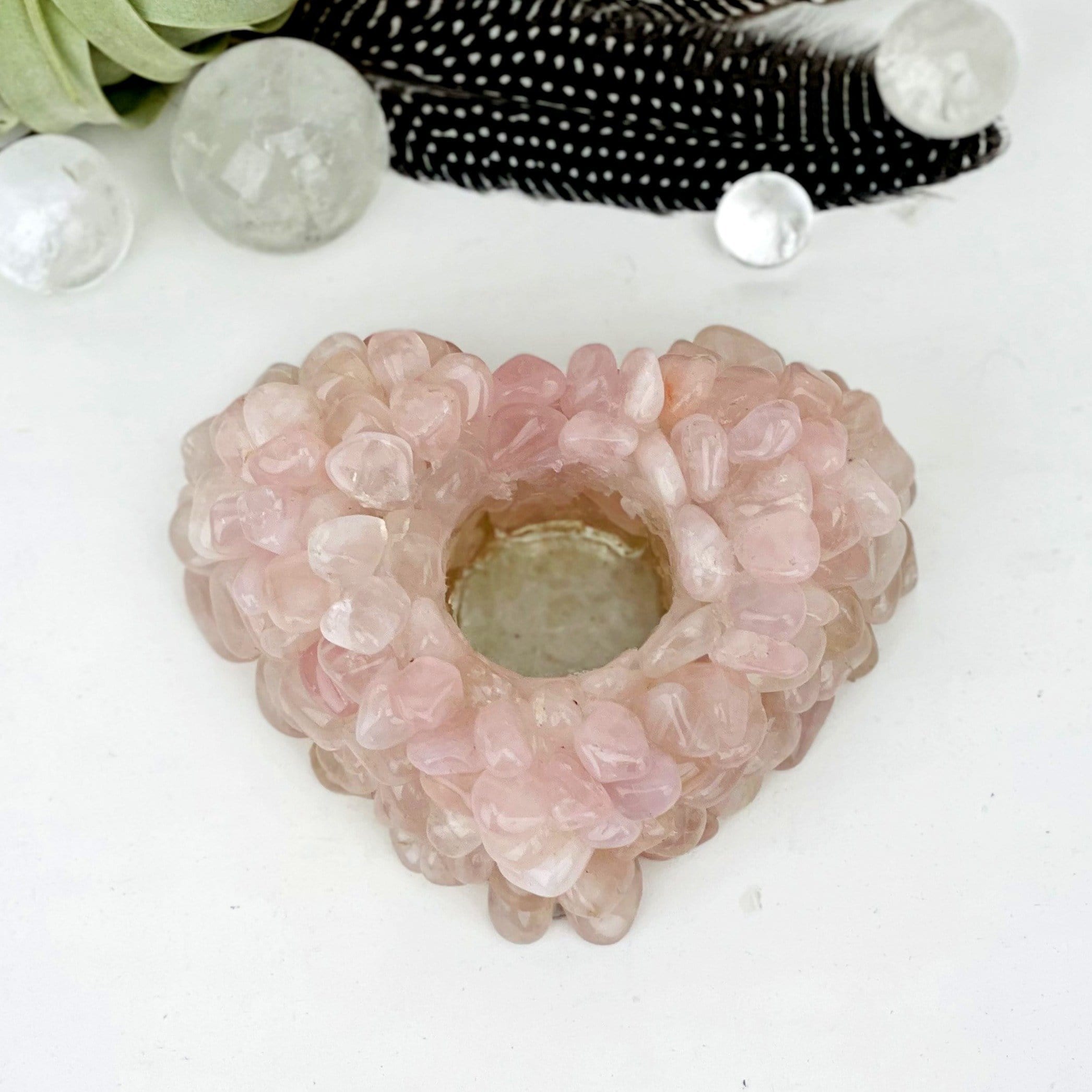 Heart Candle Holder Tumbled Stones 