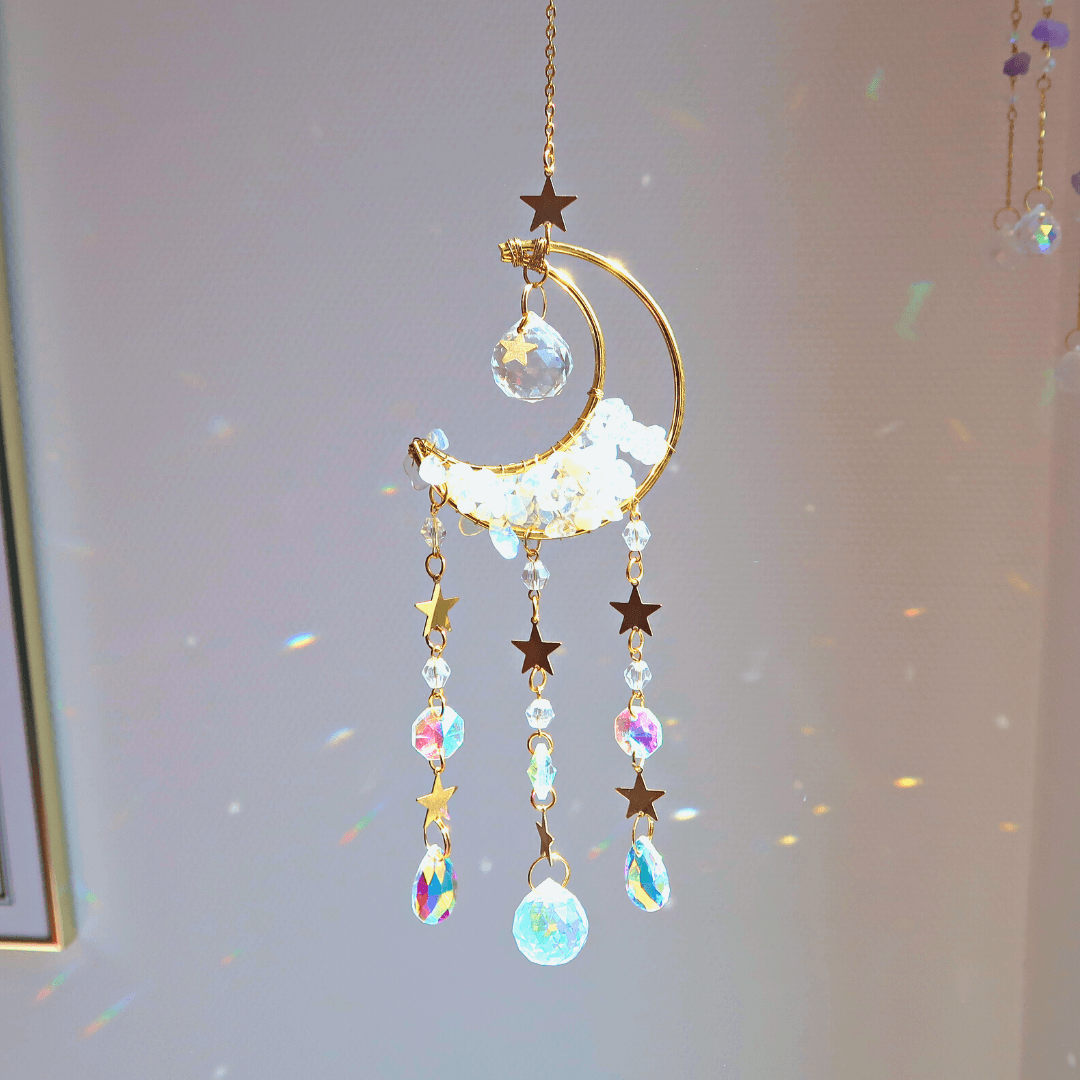 Suncatcher Clear Quartz & Opalite Half Moon